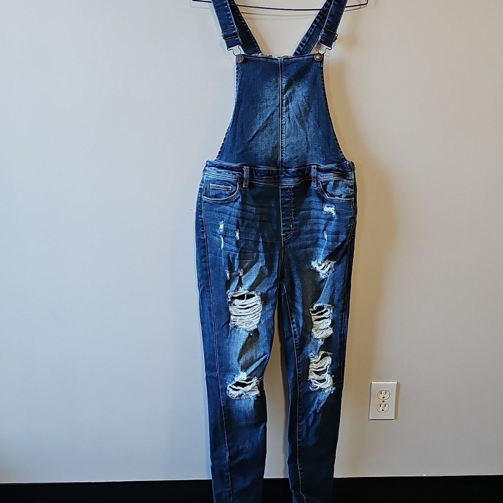 Bluenotes Emma Large Distressed Style 31x30 High Rise Jegging Overalls